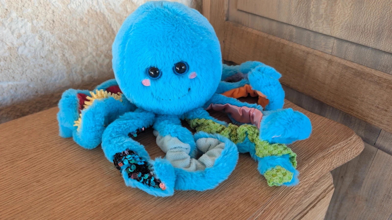 knuffel octopus sensorische ontwikkeling omuyasi blauw meerdere materialen 20 cm – photo 7
